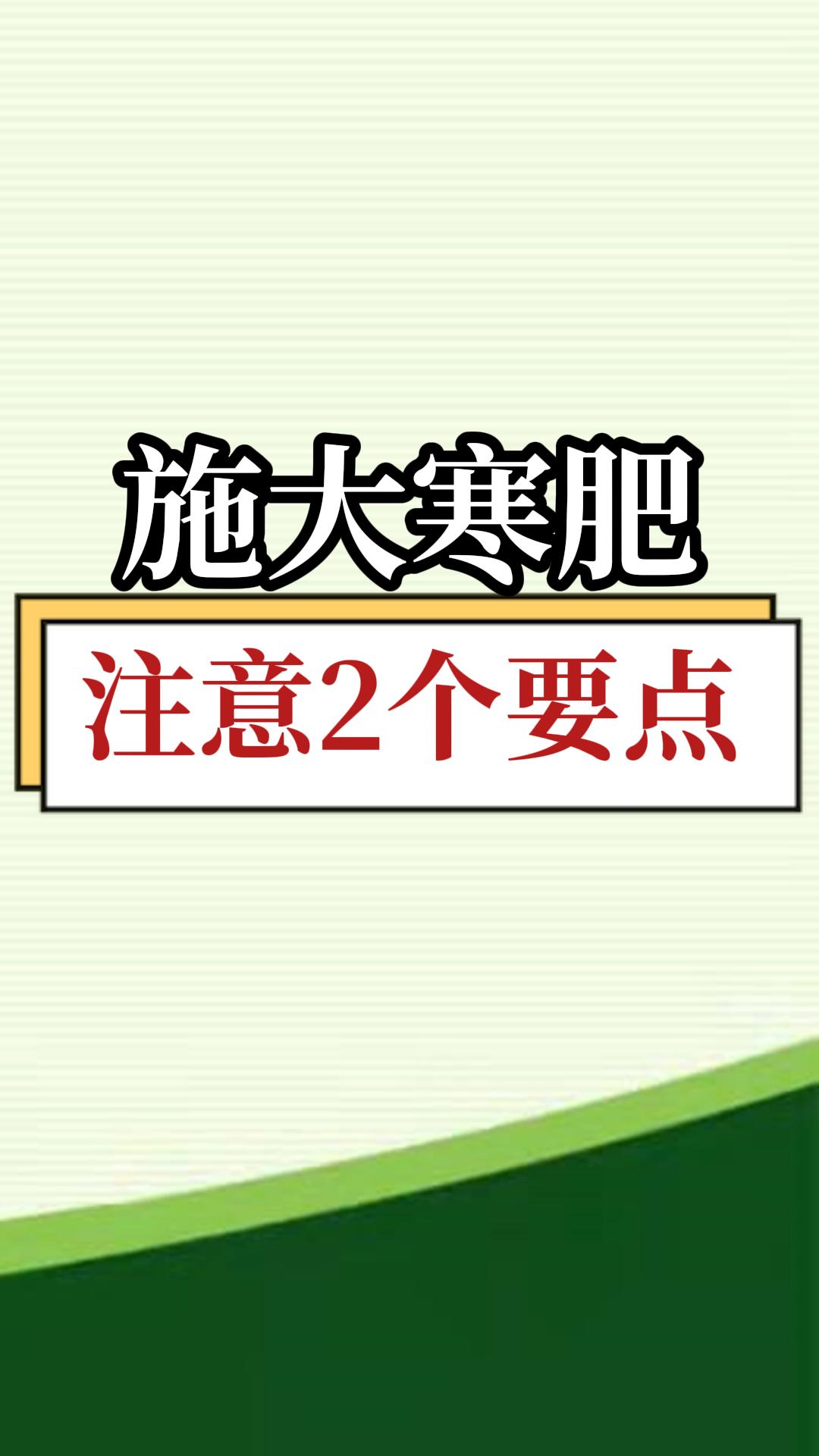 施大寒肥，注意2個(gè)要點(diǎn)